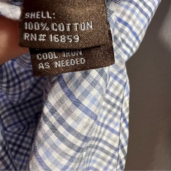 J. McLaughlin Mens Button Up Shirt Plaid Long Sleeve Modern Fit Gray Blue Medium - Picture 4 of 6